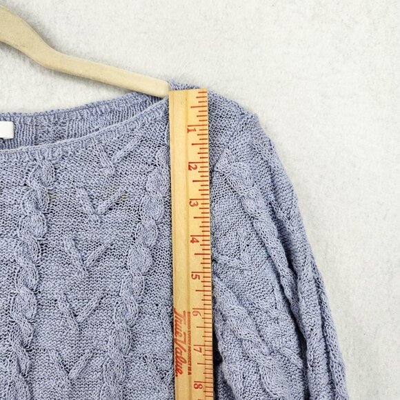 J Jill Sweater Womens Medium Purple Cable Knit Long Sleeve Boat Neck Pullover - Picture 4 of 10